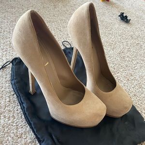 YSL Suede Beige Platform 105 Pumps Size 38 EUR